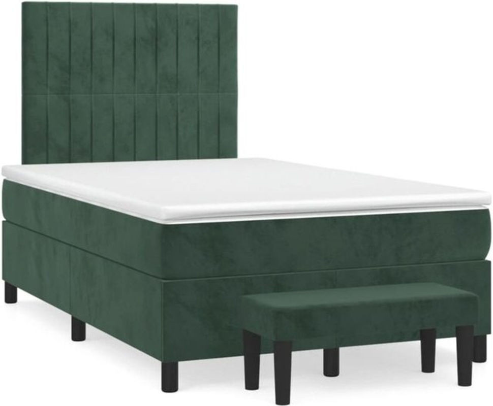 Vidaxl Boxspringbett mit Matratze aus Samt in Grün, B/T/H: 190 x 120 x 128 cm - Bild 1