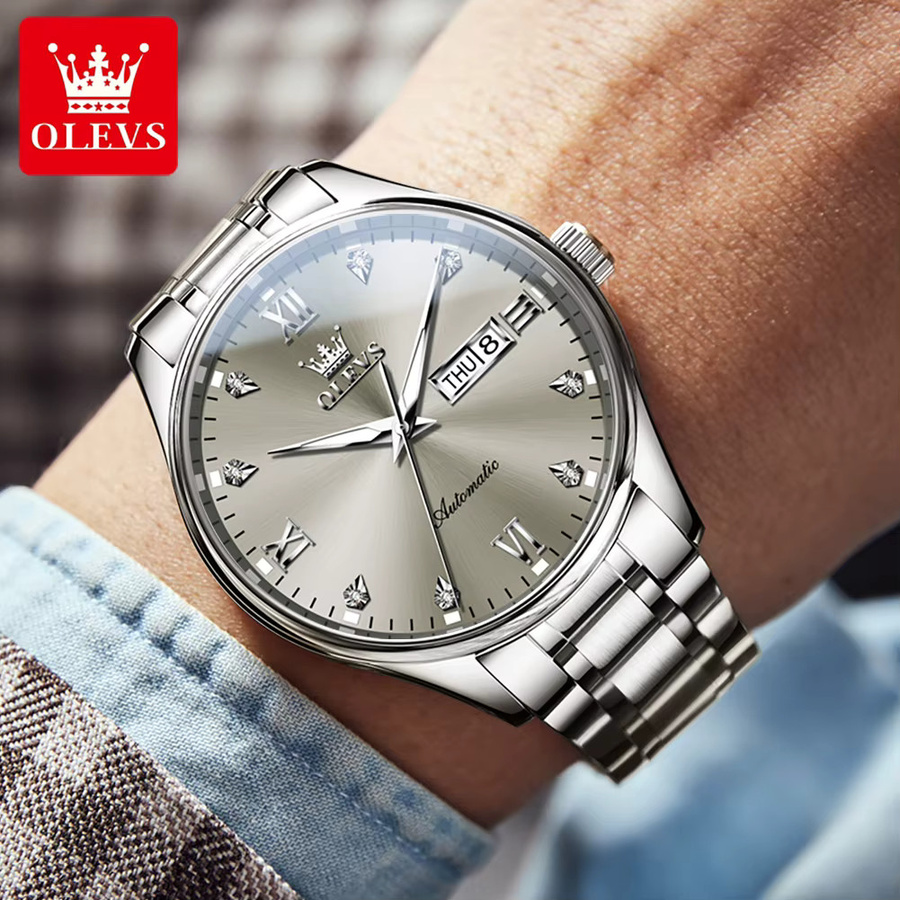 OLEVS Armbanduhr, Automatik, Edelstahl, Bicolor, Herren - Bild 5