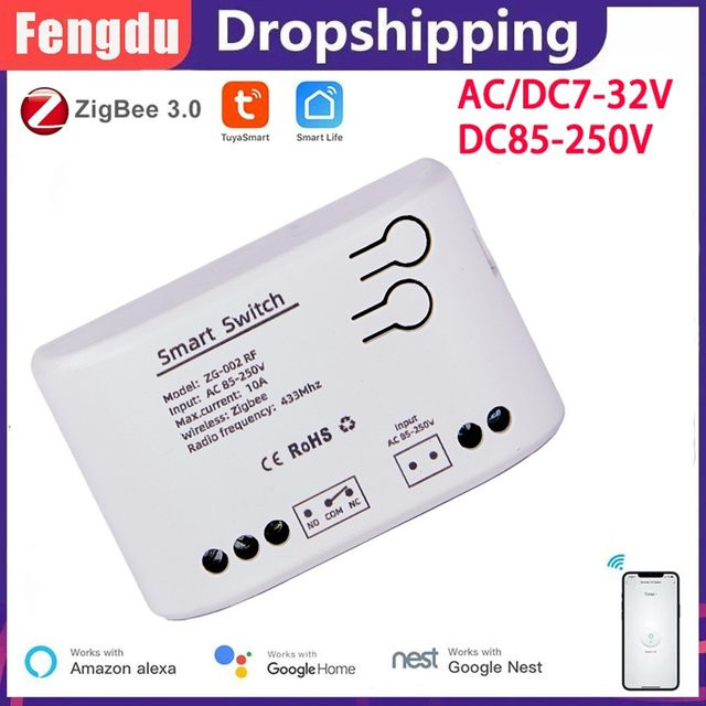 Tuya Smart Zigbee Relaismodul 1 Kanal mit RF433MHz Fernbedienung On Off Controller in Weiß - Bild 1