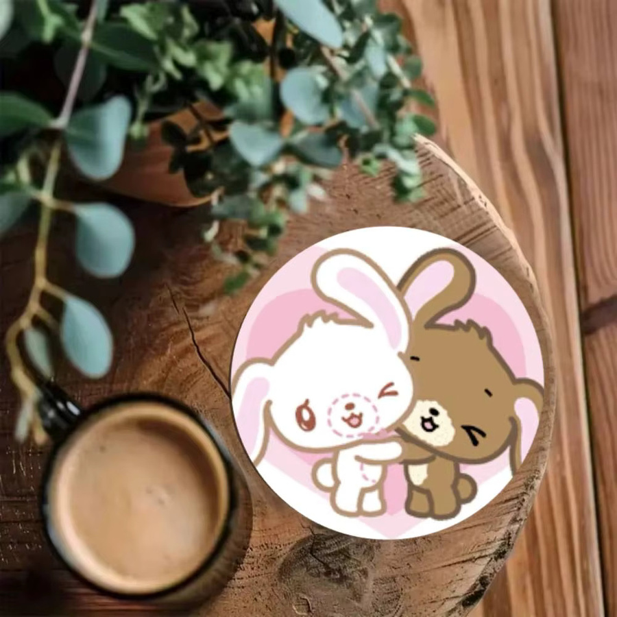 Kawaii Anime Sugarbunnies Untersetzer aus Holz, rund, Durchmesser: 10 cm, mehrfarbig - Bild 4