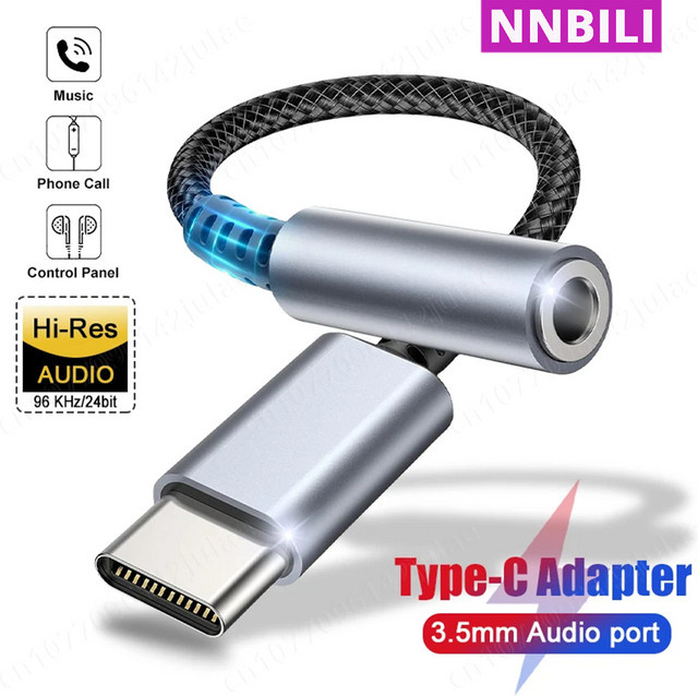NNBILI HiFi USB Typ C auf 3,5 mm Klinke Audio Adapter in Schwarz für iPhone 15 Serie, Samsung Galaxy, Huawei und Xiaomi - Bild 1