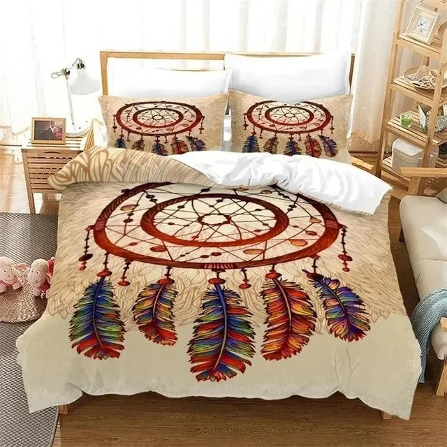 Bettwäscheset Lodestar mit 3D-Druck Traumfänger Mandala Design in Beige, bestehend aus Bettbezug und Kissenbezug, B/H: 200 x 200 cm - Bild 1