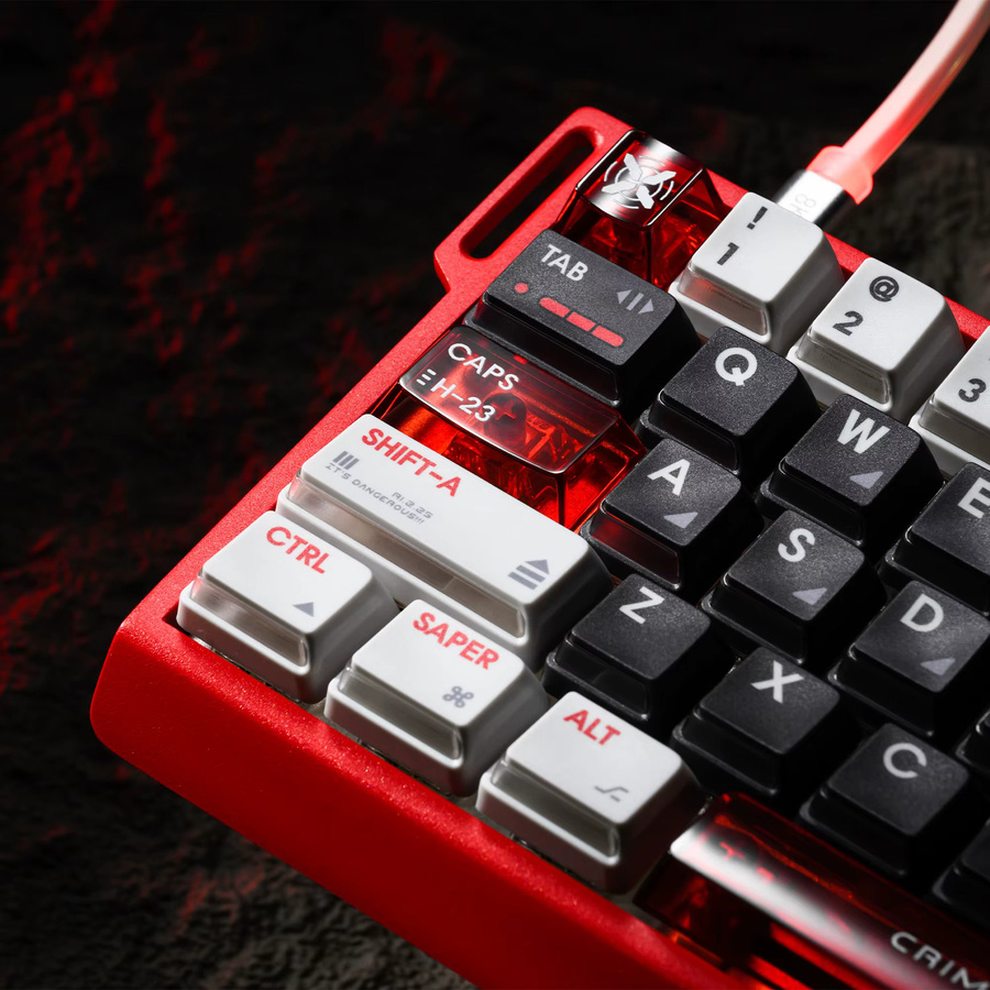 XVX Esports Gaming Tastenkappen aus PBT+PC mit seitlicher Durchscheinung in Rot - Bild 3