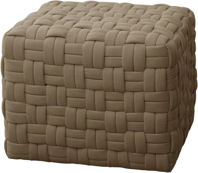 Svita Poppy Sitzpouf Hocker aus geflochtenem Polyleinen in Braun B: 42 cm, T: 42 cm, H: 55 cm - Bild 1