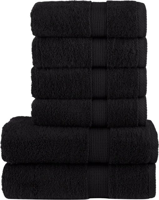vidaXL 6-teiliges Premium-Handtuch-Set aus 100% Baumwolle in Schwarz mit 600 g/m2 - Bild 1