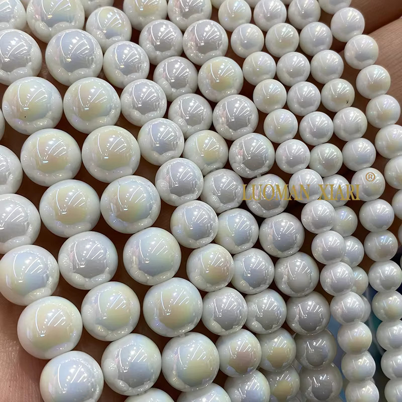 LUOMAN XIARI Perlen Chalcedon, Weiß, Unisex, 6-12mm - Bild 2