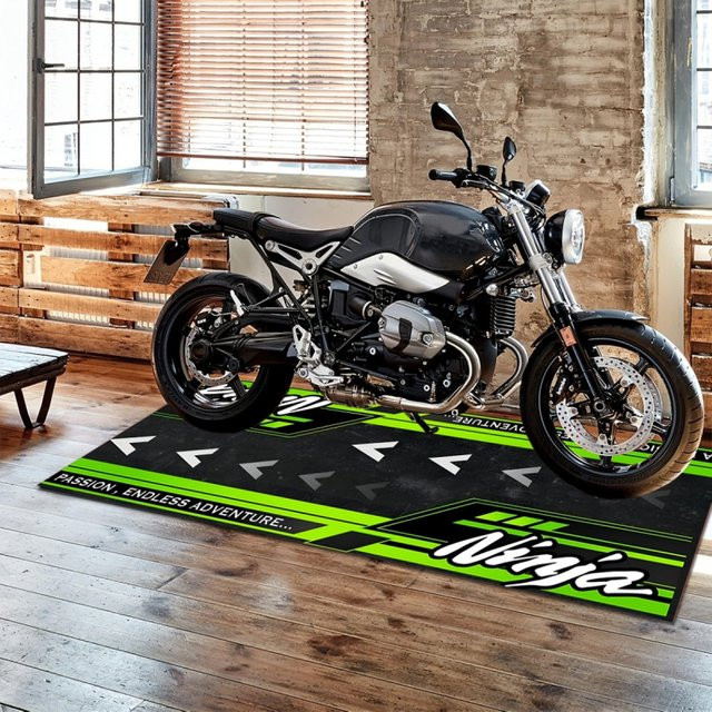 VIKAMA Rennmotorrad-Matte, rutschfester Sportteppich für Garage und Wohnzimmer, mehrfarbig, Breite: 120 cm - Bild 1