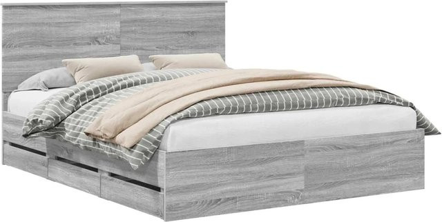 vidaXL Bettrahmen mit Schubladen in Grau Sonoma, B/T/H: 160 x 200 x 163 cm - Bild 1