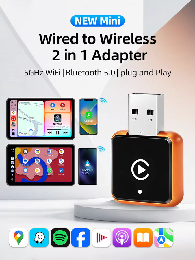 Grandnavi 2in1 Orange Smart Mini Box Wireless Carplay und Android Auto Plug & Play Verbindung für dein Auto - Bild 7