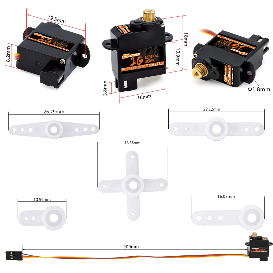 DSPOWER 2G Micro Metall Getriebe Digital Servo Mini Motor, 1-10-teiliges Set - Bild 5