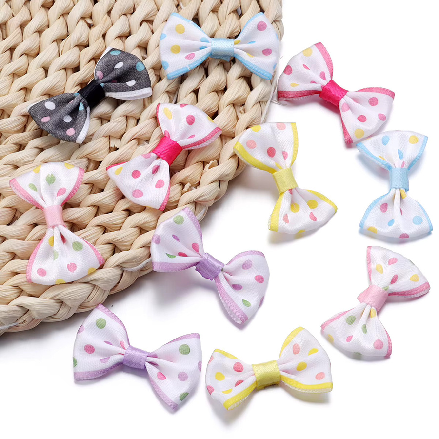 30 Stück Polka Dot Polyester Schleifen in Bunt für DIY Kleidung Nähen und Haarnadel Dekoration, Größe: 2,7 x 3,7 cm - Bild 3