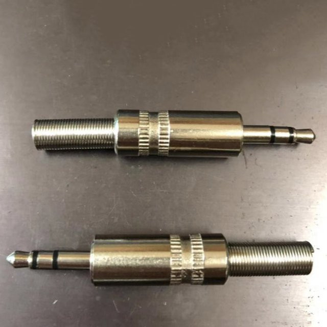 5 Stück 3,5 mm Stereo-Metallstecker 3-polige Klinkenadapter in Silber mit Lötdrahtklemmen - Bild 1