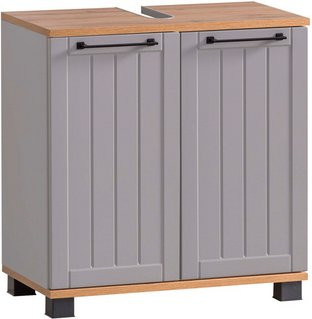 Schildmeyer Waschbeckenunterschrank Jelda in Platingrau/Eiche, B/H/T: 59,8 x 62,4 x 32,6 cm - Bild 1