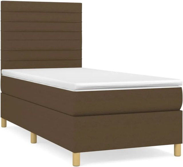 vidaXL Boxspringbett mit Matratze Hybrid-Design in Dunkelbraun, B/T: 100 x 200 cm - Bild 1