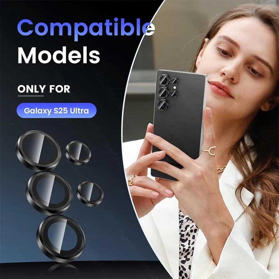Samsung Galaxy S25 Ultra Kameraschutz Ringkappe aus gehärtetem Glas in Titanium-Optik - Bild 4