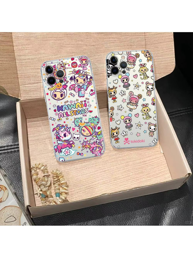 J-Japan T-Tokidoki Handyhülle für iPhone 11 bis 17 Pro Max Plus, transparent mit mehrfarbigem Design und weichem Material - Bild 4