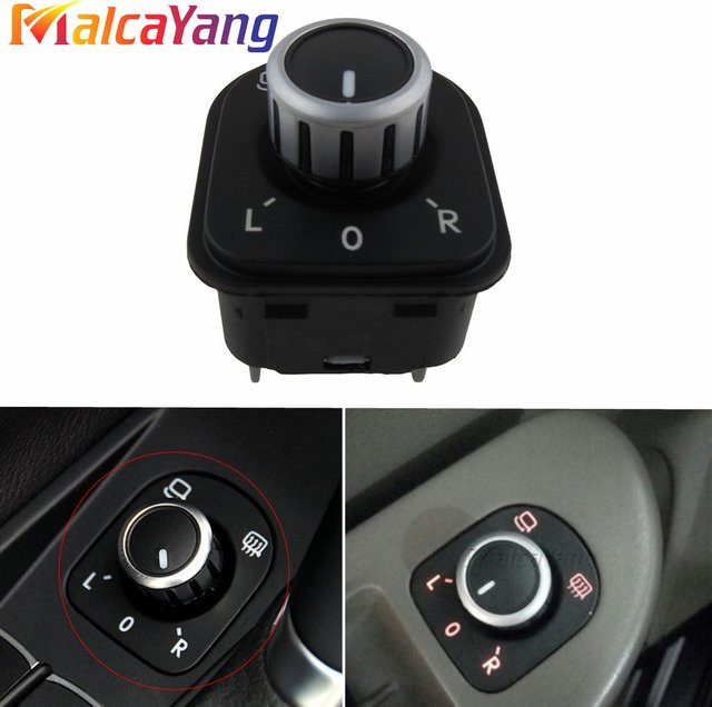 Malcayang Auto-Rückspiegel-Schalter Einstellknopf und Heizknopf in Schwarz für VW Golf MK6 Passat B6 Rabbit Tiguan CC 5ND959565A - Bild 1