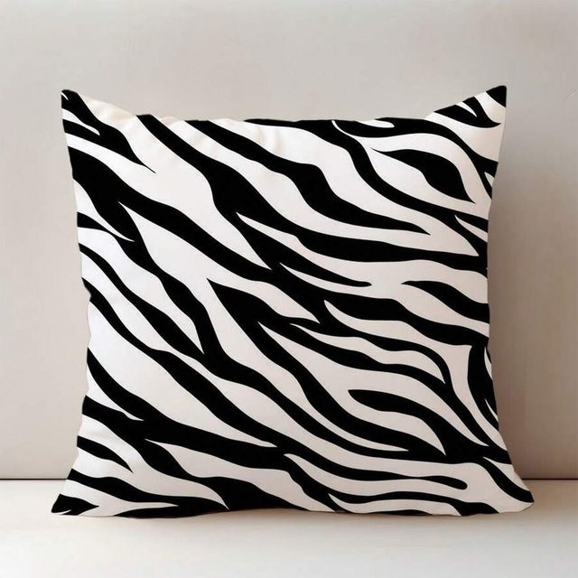 JMG Clothing Kissenbezug Zebra Streifen Muster Schwarz und Weiß, Dekorative Kissenhülle Modern, B/B: 60 x 60 cm - Bild 1