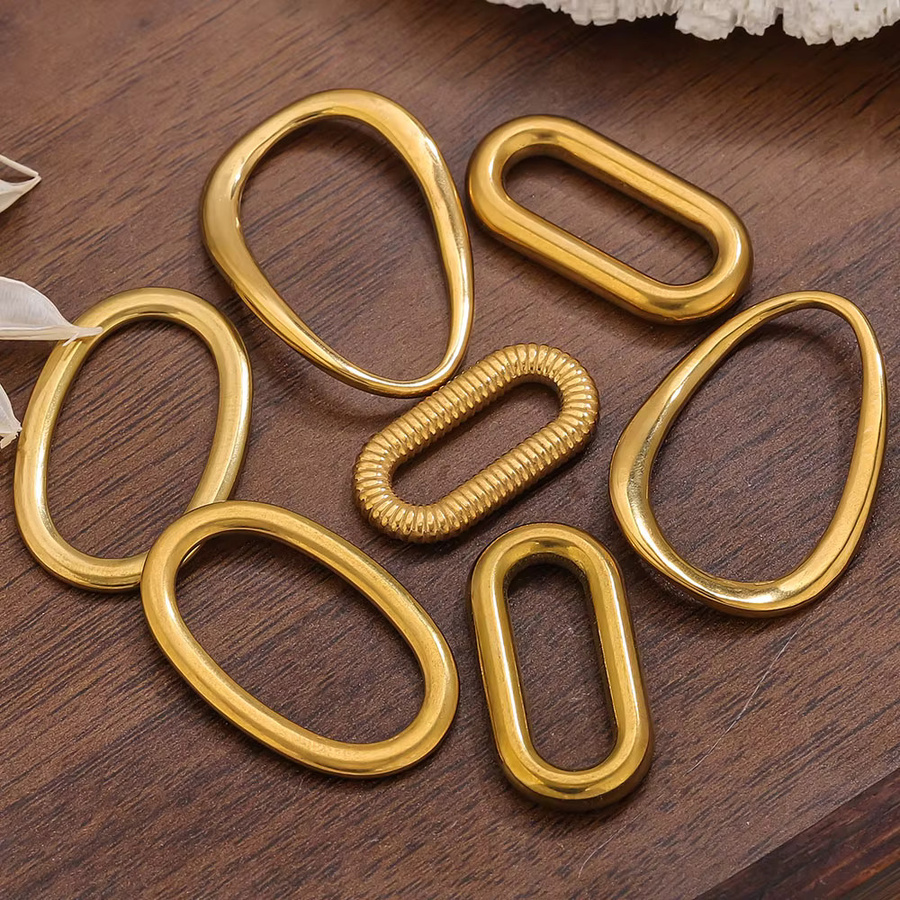 Elomia Ohrringe, Edelstahl, Gold Farbe, Unregelmäßige Charms - Bild 2