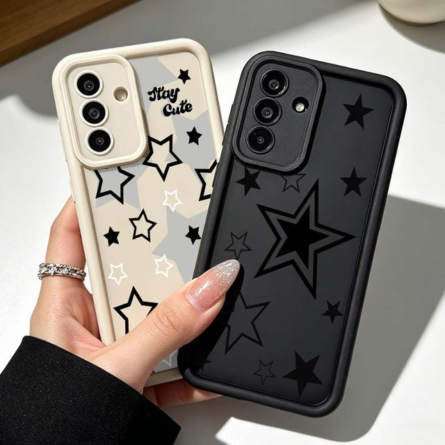 Eye Ladder Handyhülle mit schwarzen Sternen für Samsung Galaxy A71 A57 A56 A55 A54 A53 A52s A51 A40 A17 A16 A06 - Bild 1