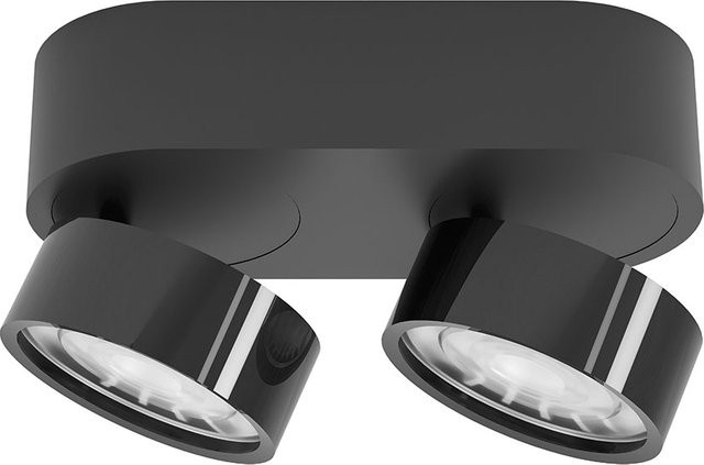LUX-IT Swing 75 Round LED-Deckenstrahler 2-flammig in Schwarz und Schwarzchrom mit warmweißem Licht (2700K) - Bild 1