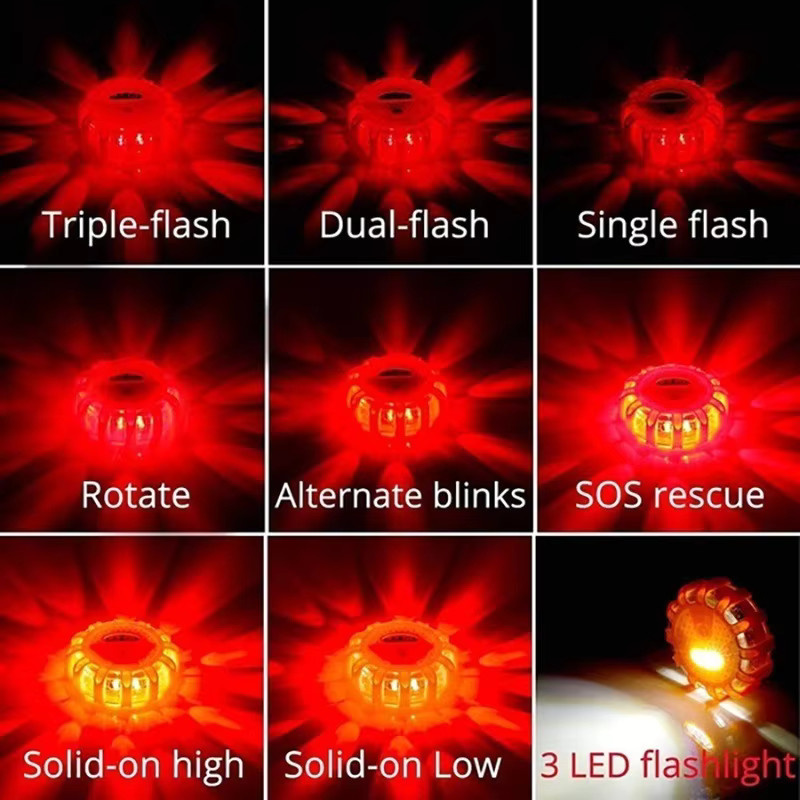 3er-Pack LED-Notfall-Warnleuchten mit magnetischem Sockel und USB-Ladefunktion für maximale Sicherheit im Straßenverkehr - Bild 4