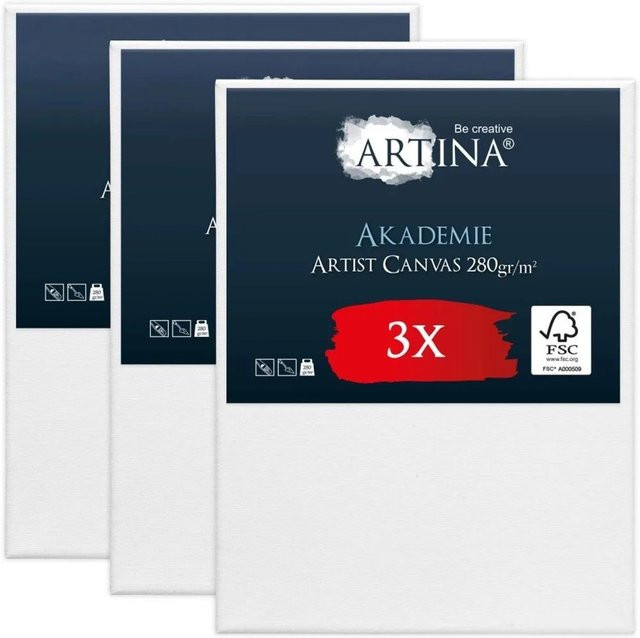 Artina Akademie Keilrahmen Set aus FSC Holz in Weiß, 3er Pack, B: 70 cm, H: 100 cm - Bild 1
