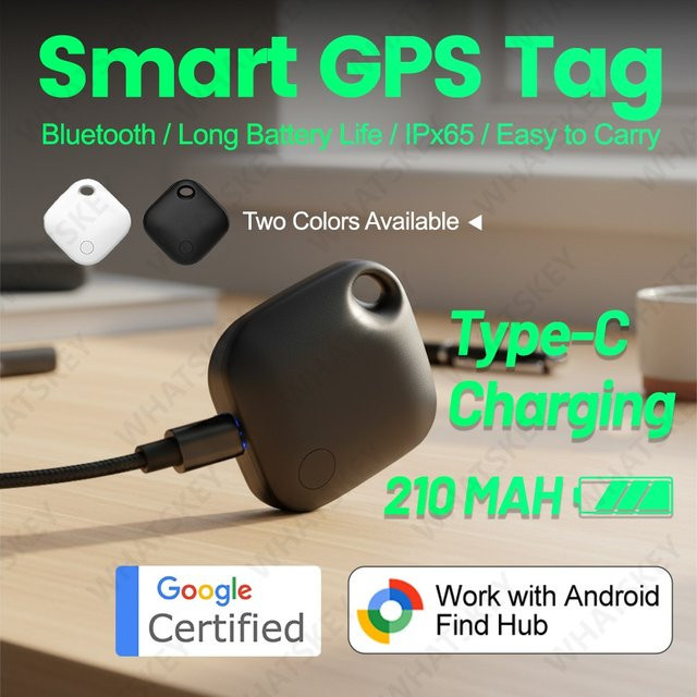Bluetooth Smart Tag Finder für Android und Google Find My Device mit USB-C Ladeanschluss in Schwarz oder Weiß - Bild 1