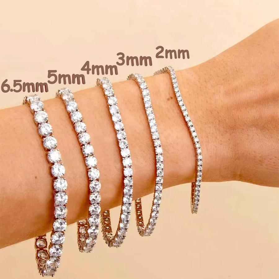 ROBUKF Tennis-Armband, Moissanit, 925 Silber, Weißgold, Damen und Herren - Bild 2
