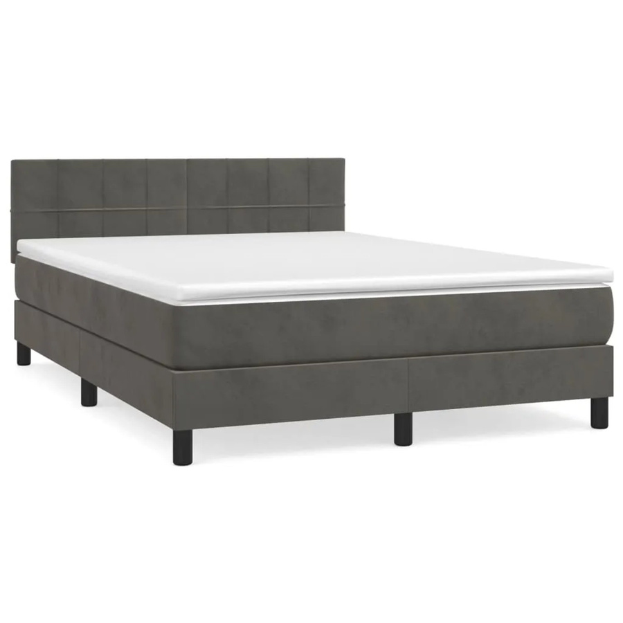 vidaXL Boxspringbett mit Matratze Dunkelgrau Samt B/T/H: 140 x 200 x 144 cm - Bild 2