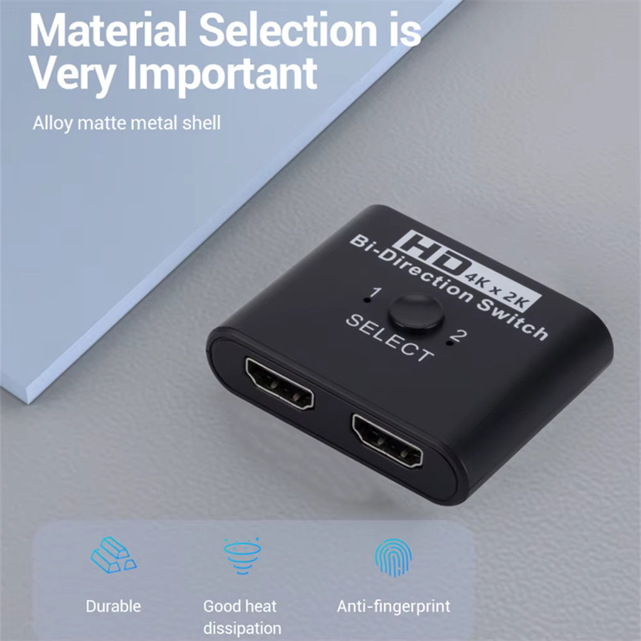 Henruisi HDMI-Umschalter bidirektional in Schwarz mit 4K UHD Unterstützung für Laptop, TV-Box und Computer - Bild 2