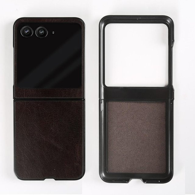 Premium Leder Handyhülle für Motorola Razr 50 Ultra in Braun - Bild 1