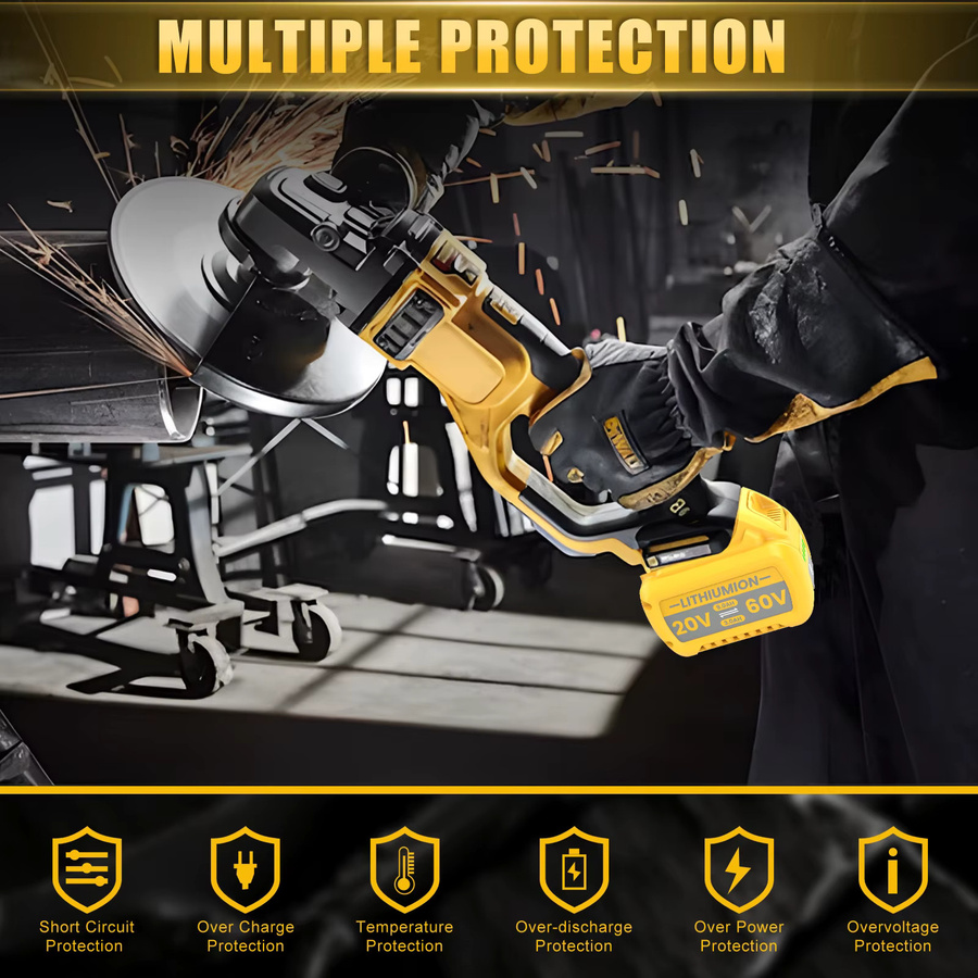 Turpow Akku kompatibel mit Dewalt DCB609, 9000 mAh, wiederaufladbarer Li-Ion Akku für 20 V/60 V, passend für DCB547-XJ, DCB200 und DCB201 - Bild 3