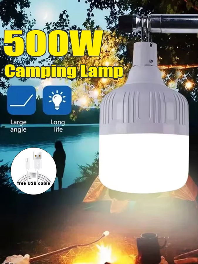 NEWBIRTH Wiederaufladbare LED Campinglampe mit 500W, Tragbare USB Notfall-Außenleuchte in Weiß mit Haken für Garten und Party - Bild 4