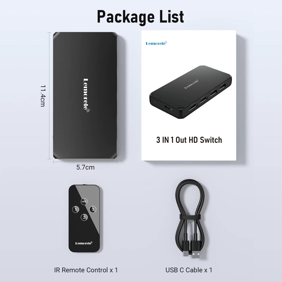 Lemorele 3 in 1 HDMI Switch 4K UHD Audio Extractor mit IR-Fernbedienung, HDR und HDCP 2.3, Schwarz, für Xbox, PS4 und PC - Bild 6