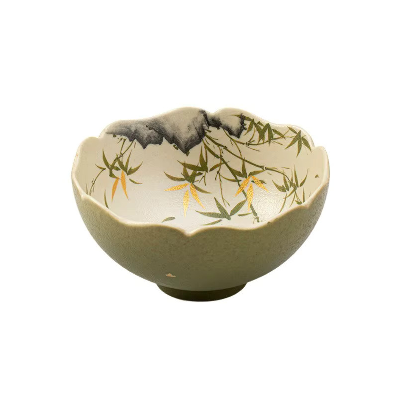 Handbemalte antike Keramik Teetasse mit goldenem Bambus- und Blumenmuster für dein Kung Fu Teeset - Bild 3