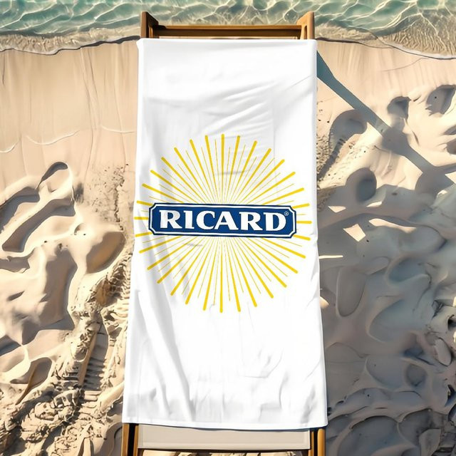 R-Ricard Logo Strandtuch aus Mikrofaser in Weiß, B/H: 80 x 160 cm - Bild 1