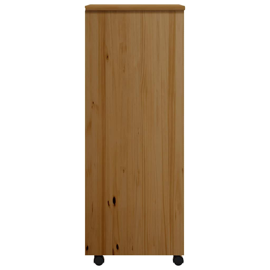 vidaXL Rollcontainer MOSS aus Kiefer Massivholz mit Schubladen, Honigbraun, B/T/H: 39 x 39 x 103 cm - Bild 4