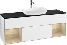 V&B Waschtischunterschrank Finion in Weiß lackiert mit Eichenregal, Breite: 160 cm - Bild 1