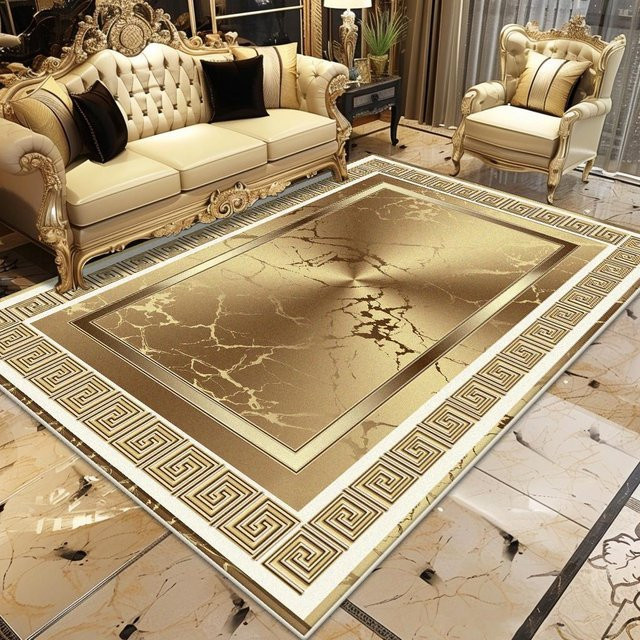 Karpetti Luxusteppich Gold mit Streifenmuster, rutschfest und waschbar, B/T: 140 x 200 cm - Bild 1