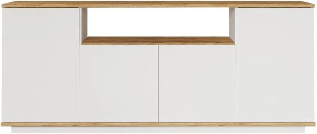 Vente-unique Sideboard Lotula in Naturfarben Hell und Weiß, Breite: 180 cm - Bild 1