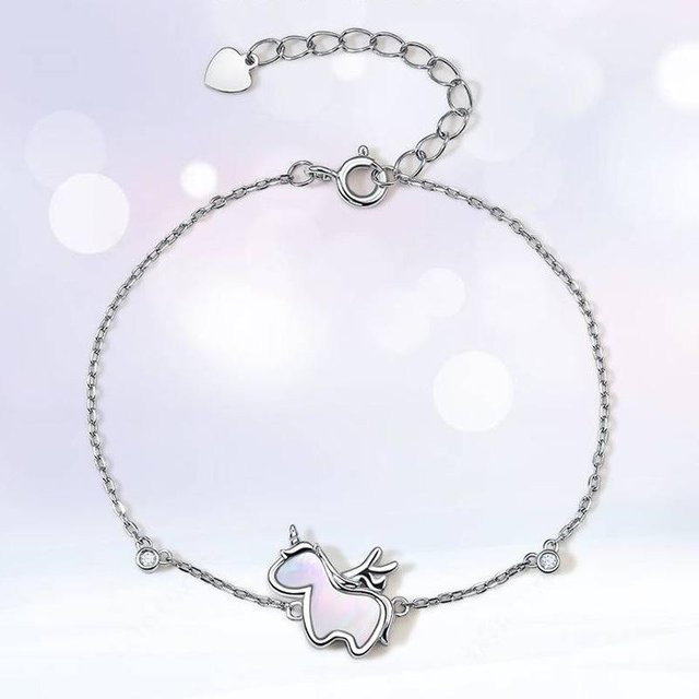 Armband Einhorn Charm, 925 Silber, Zirkonia, Damen - Bild 1