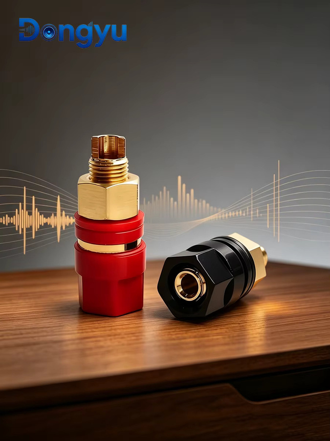 CarloSu Anschlussklemme für Audio mit 4mm Sechskant-Bananenstecker aus vergoldetem Reinkupfer in Gold - Bild 2