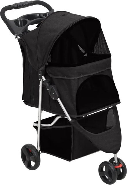 vidaXL Hundewagen faltbar Schwarz aus Oxford-Gewebe und Stahl B/T/H: 80 x 46 x 98 cm - Bild 1