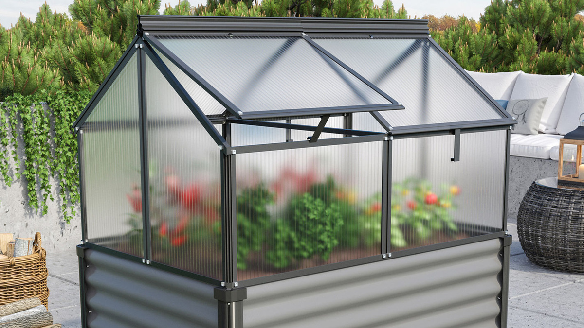 Vitavia Frühbeet Gaia Jumbo schwarz mit Polycarbonat und Aluminium, B/T/H: 119 x 83 x 72 cm - Bild 6