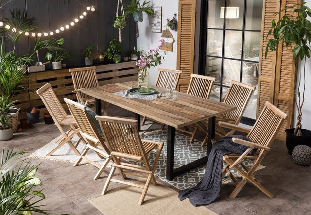 TPFLiving Esszimmertisch VINCENT in Braun mit Mango-Holzplatte und Metallgestell, B/T: 240 x 100 cm - Bild 1