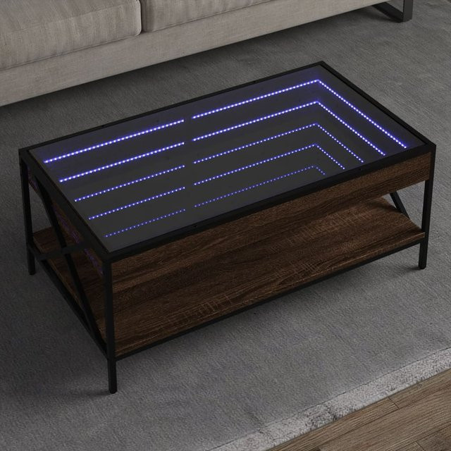 vidaXL Couchtisch mit Infinity-LED in Eiche Braun, B/T/H: 90 x 50 x 38 cm - Bild 2