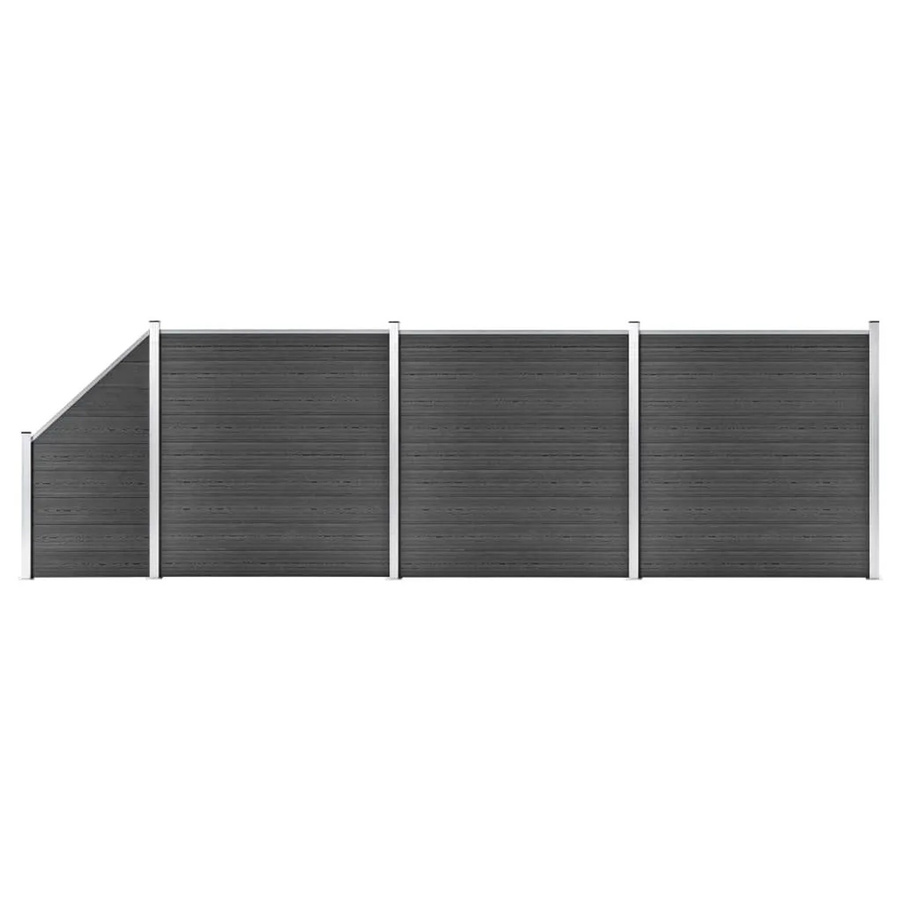 vidaXL WPC Zaunelement Set Schwarz B: 619 cm, H: 105-186 cm - Bild 2