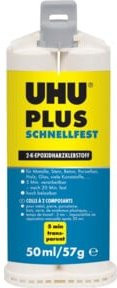 UHU plus schnellfester 2-Komponenten-Epoxykleber transparent, 57 g Kartusche - Bild 1