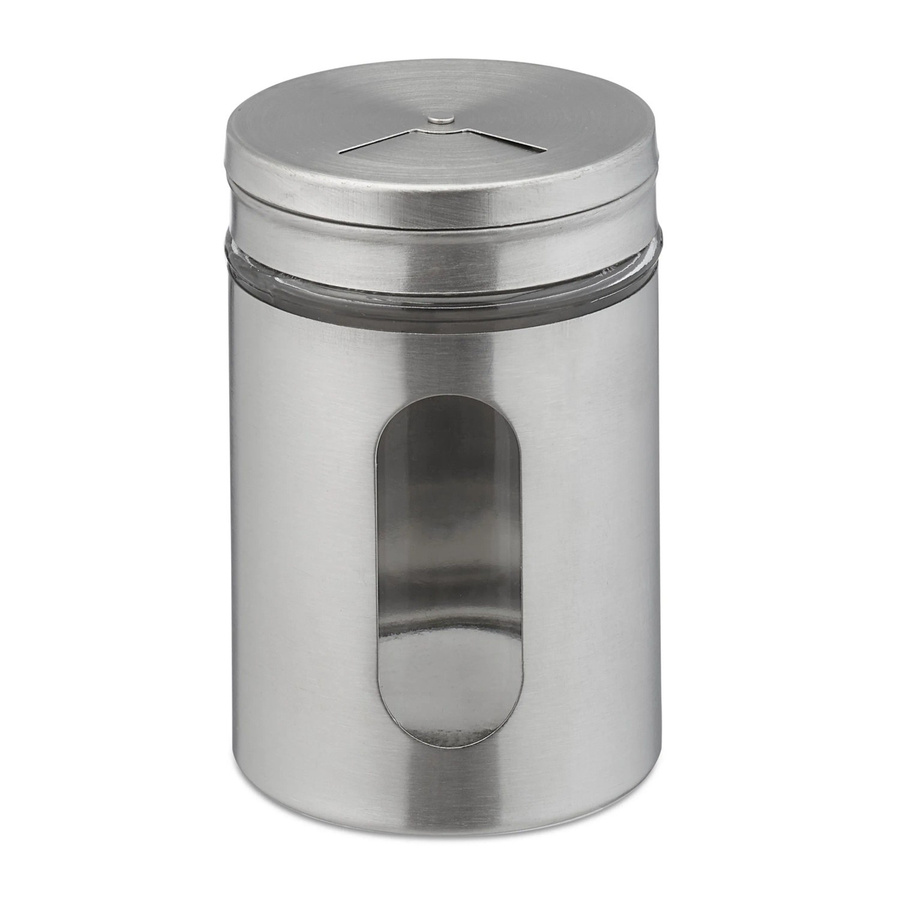 Relaxdays Gewürzstreuer 6er Set aus Glas und Edelstahl in Silber und Transparent mit 3 Streugraden, Höhe: 11 cm, Breite: 7 cm - Bild 2